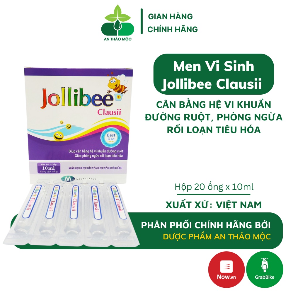 Men vi sinh Mediusa Jollibee Clausii cân bằng hệ vi khuẩn đường ruột phòng ngừa rối loạn tiêu hóa hộp 20 ống