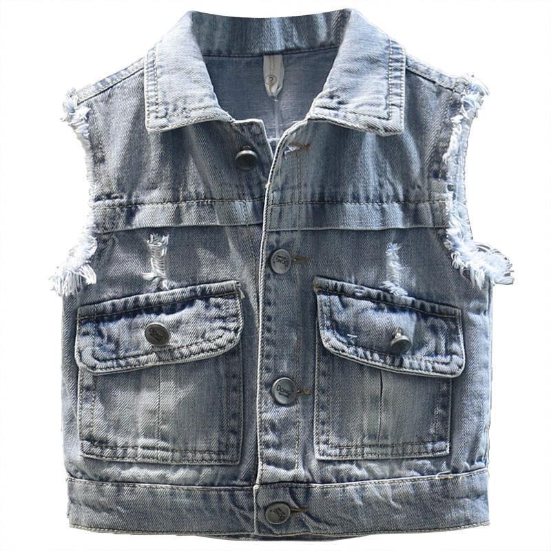 Áo Khoác Denim Sát Nách Mềm Mại Thời Trang Xuân Thu Cho Bé Trai