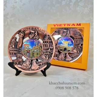 Đĩa kim loại lưu niệm địa danh nổi tiếng Việt Nam , nổi trang trí
