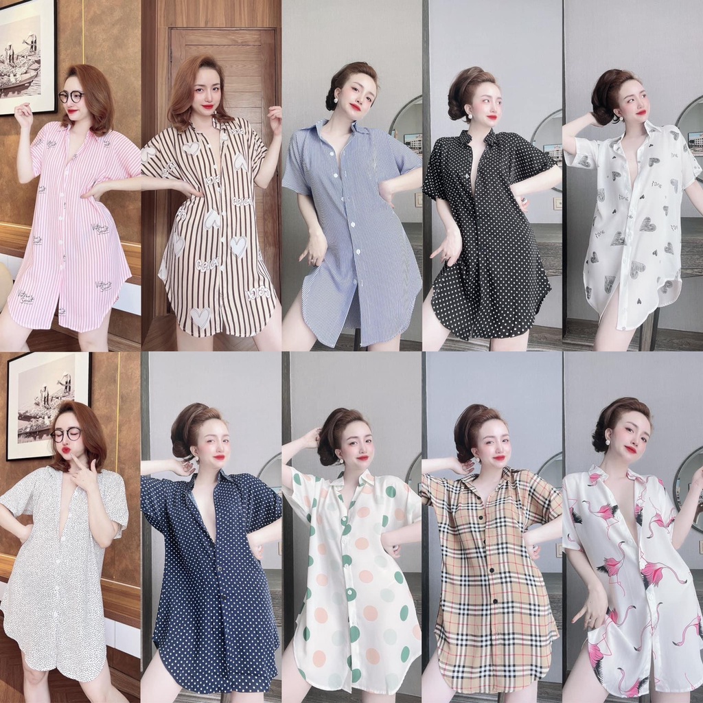 Đầm ngủ sơ mi lụa cao cấp DSM thương hiệu CC HOMEWEAR