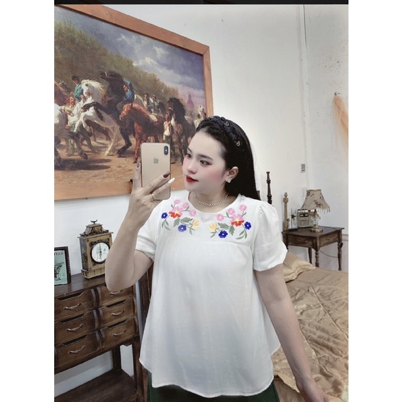 Sét bộ hoa thêu trắng bigsize