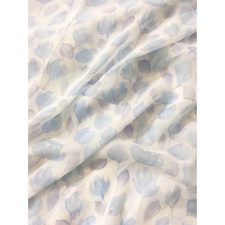Vải voan hoa/ chiffon hoa xanh