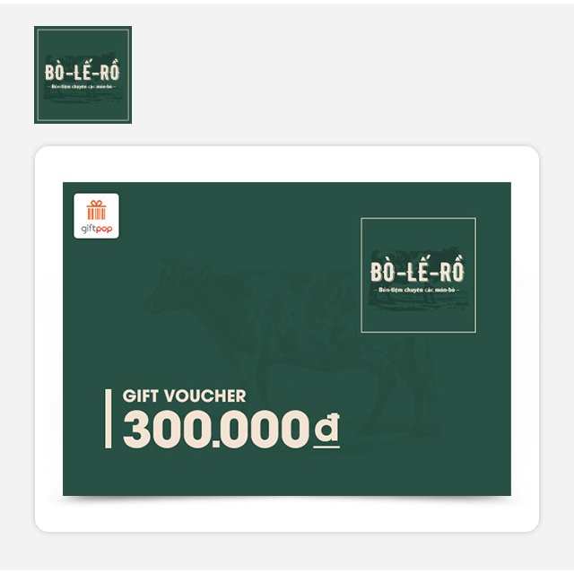 Hồ Chí Minh [Evoucher] Phiếu quà tặng trị giá 300.000 VNĐ áp dụng nhà hàng BÒ LẾ RỒ