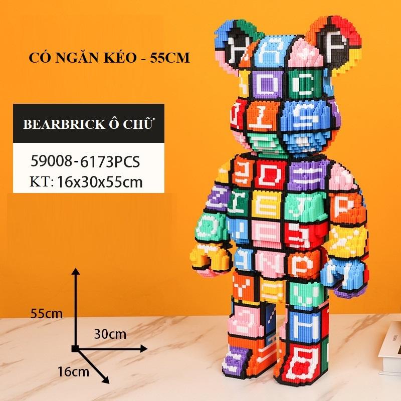 Mô hình lắp ráp gấu bearbrick cỡ lớn 55cm siêu hot xếp hình gấu đáng yêu trang trí decor
