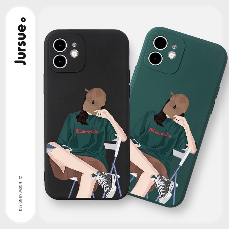 Ốp lưng JURSUE mềm chống bẩn hình ngầu độc lạ đen Cho iPhone 14 13 12 11 Pro Max SE 2020 X XR XS 8 7 ip 6S 6 Plus Y2457