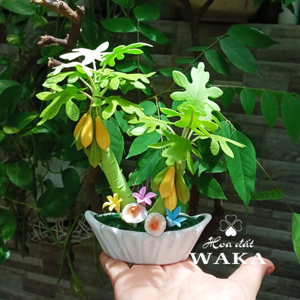 Hoa Đất Sét Mini - Cây Đu Đủ