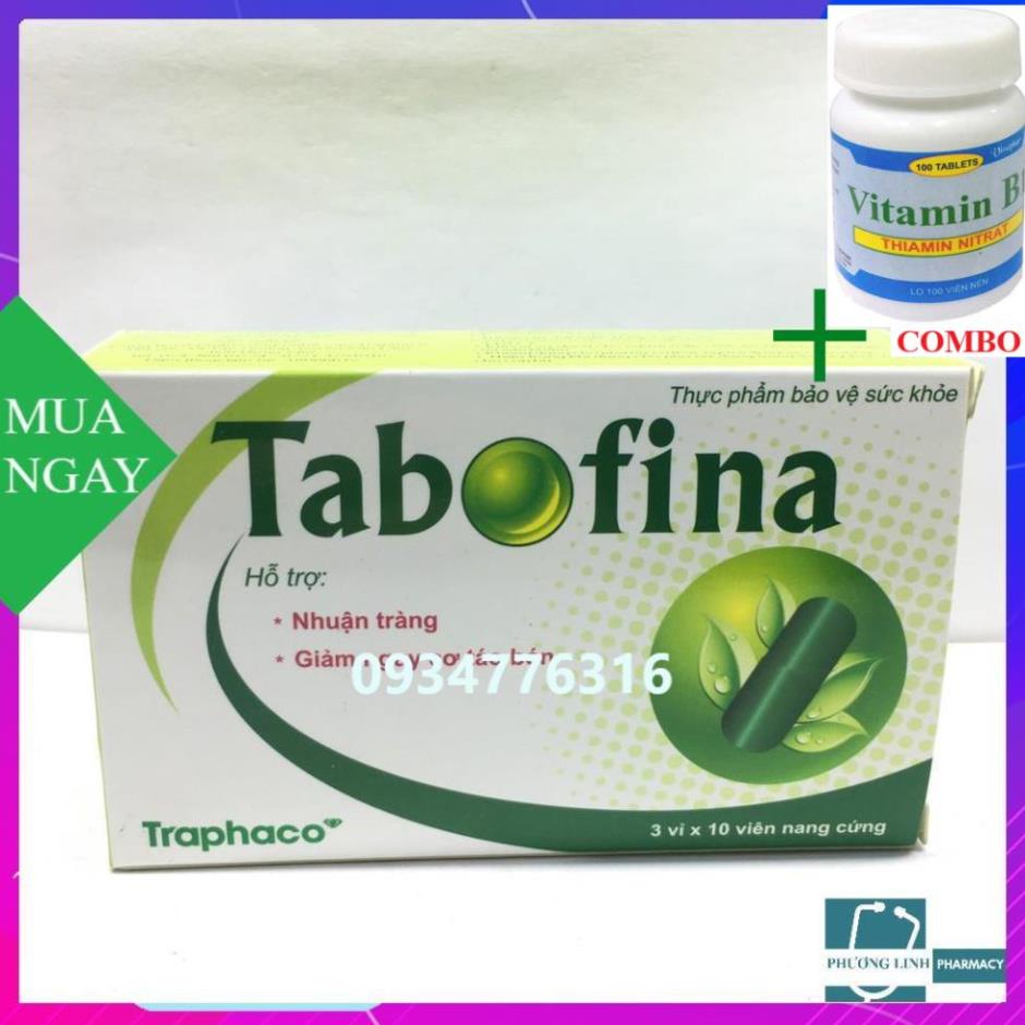 Combo Vitamin B1 chai 100 viên+ Tabofina hỗ trợ nhuận tràng, bỏ nguy cơ táo bón