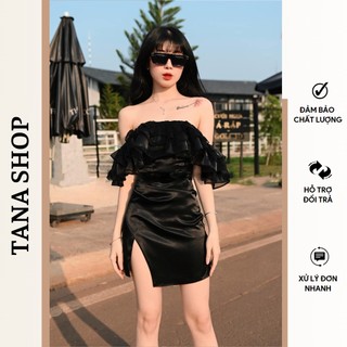 Đầm body trễ vai xẻ tà ngắn tana d0638