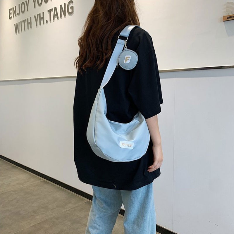 Mischa Túi Đeo Vai Bằng nylon Sức Chứa Lớn Màu Trơn Chống Thấm Nước Dễ Phối Đồ