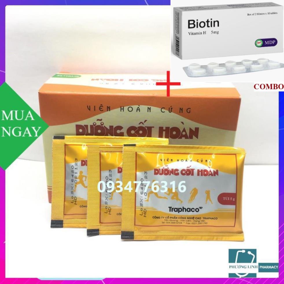 Combo Biotin 5mg+ DƯỠNG CỐT HOÀN xương khớp hộp 20 túi x 5 gr