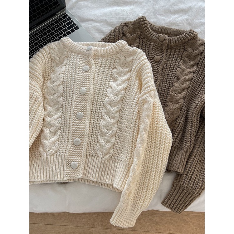 ÁO KHOÁC LEN CARDIGAN NÂU TRẮNG DỄ THƯƠNG XINH XẮN MẶC ĐI LÀM ĐI CHƠI ĐI HỌC, DU LỊCH ĐÀ LẠT DẠO PHỐ THU ĐÔNG