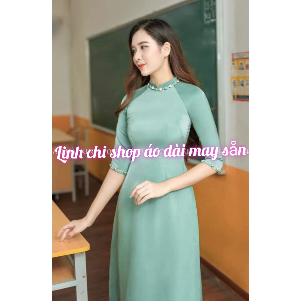 Áo dài lụa tây thi cao cấp đã kèm quần ,tết cổ thủ công