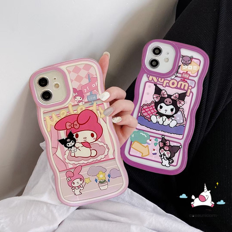 Ốp Điện Thoại Họa Tiết Kuromi Melody Viền Lượn Sóng Cho IPhone 11 14 12 13 Pro MAX XR X XS MAX 6 6s 7 8 14 Plus SE 2020