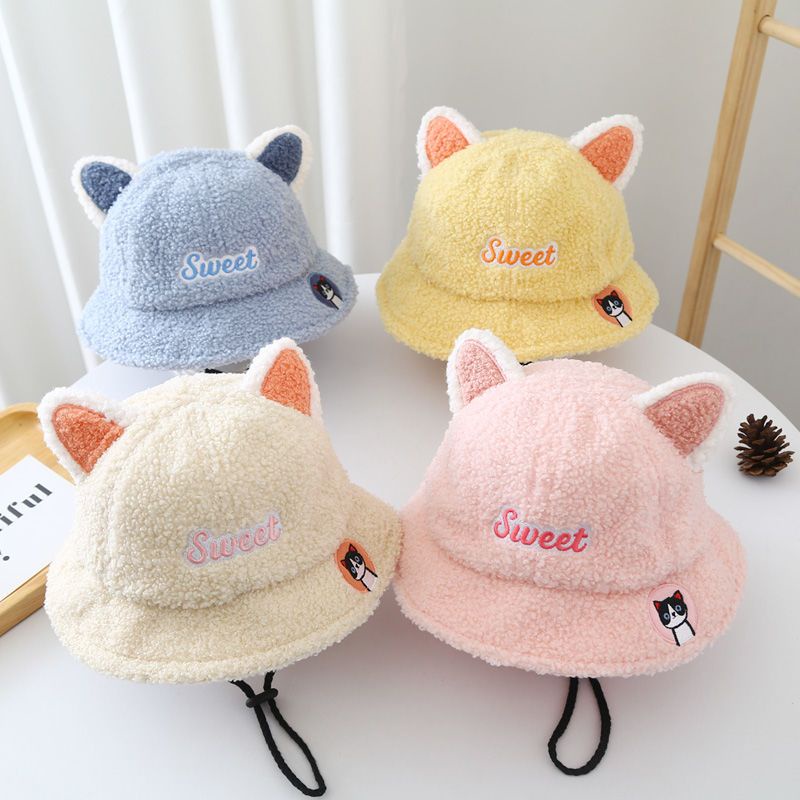 Mũ Bucket Lông Cừu Siêu Dễ Thương Giữ Ấm Phong Cách Mới Cho Bé Trai Và Gái