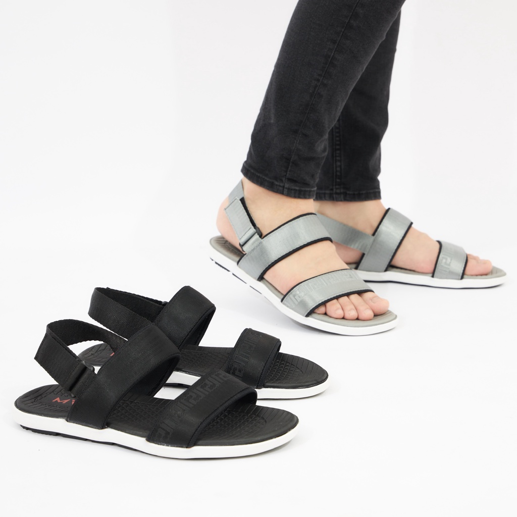 Giày MWC 7048 - Giày Sandal Nam, Sandal Quai Ngang 2 Màu Đen Xám Cá Tính
