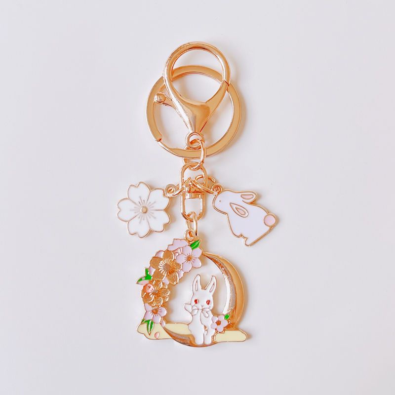 Móc Khóa Họa Tiết Hoạt Hình Thỏ Mèo Mặt Trăng Đáng Yêu