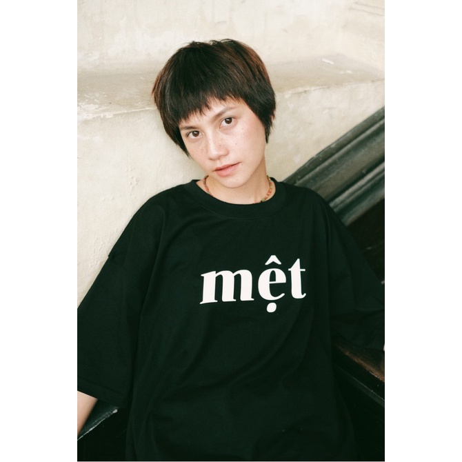 Áo thun chữ Mệt mặc phong cách trẻ trung, nam nữ 100% cotton cao cấp form rộng