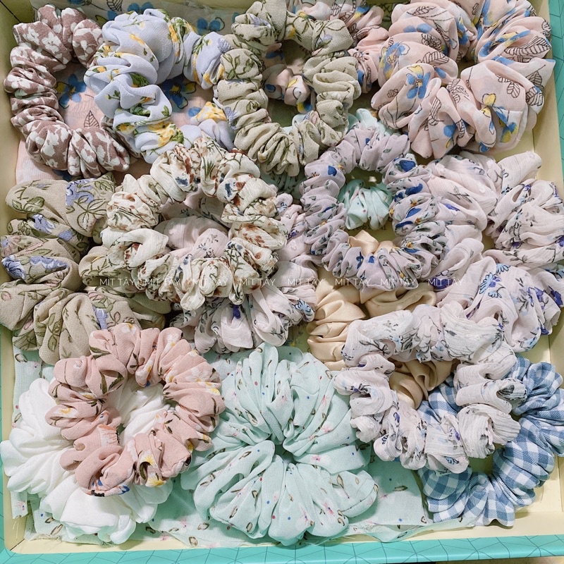 Dây Buộc Tóc Scrunchie Hoa Nhí Vải Voan Dây Cột Tóc Hoạ tiết Siêu Nhún Siêu To Style Hàn Quốc