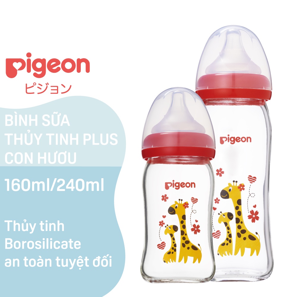 Bình Sữa Thuỷ Tinh Plus Pigeon 160ml (SS)