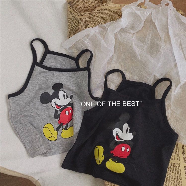 Áo Thun Hai Dây In Hoạt Hình Phong Cách Hàn Quốc Dành Cho Bé Gái