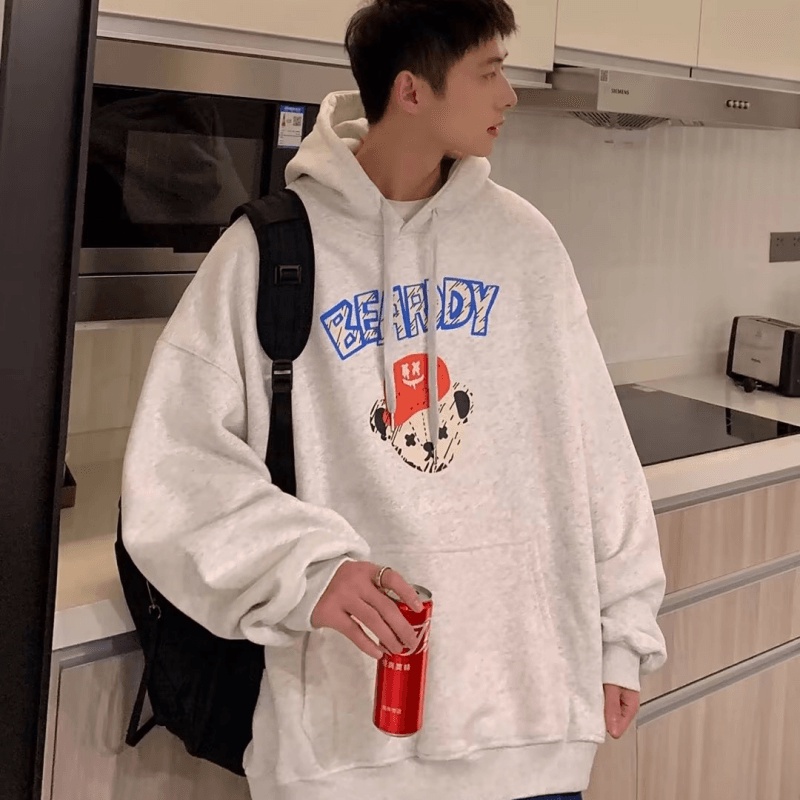 Áo hoodie Dáng Rộng Họa Tiết Hoạt Hình Phong Cách Hip Hop Nhật Bản Cao Cấp