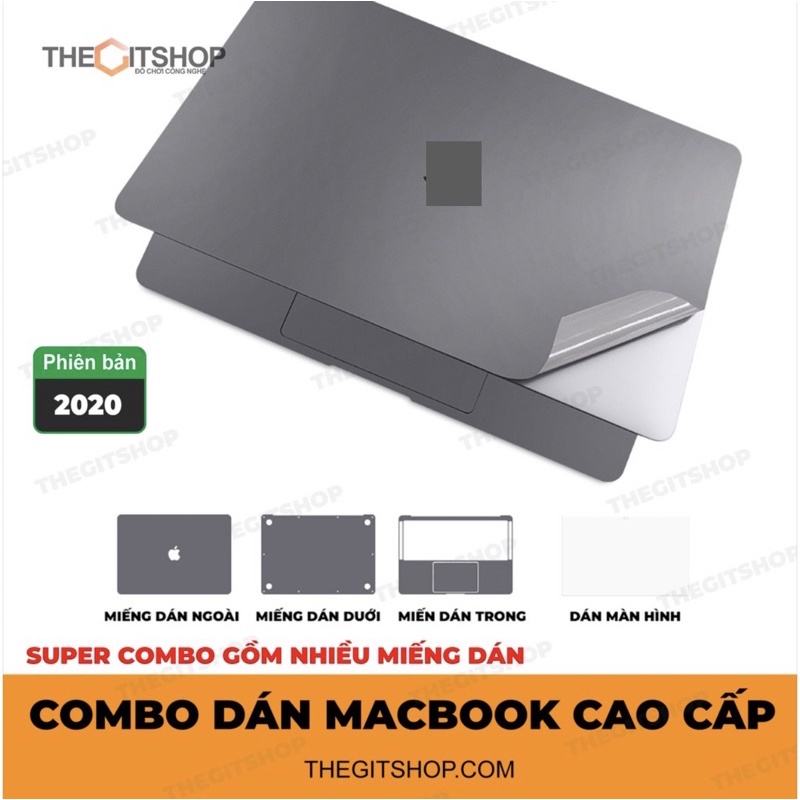 Combo skin bạc dán bảo vệ macbook, chống xuớc cho MAcbook cao cấp