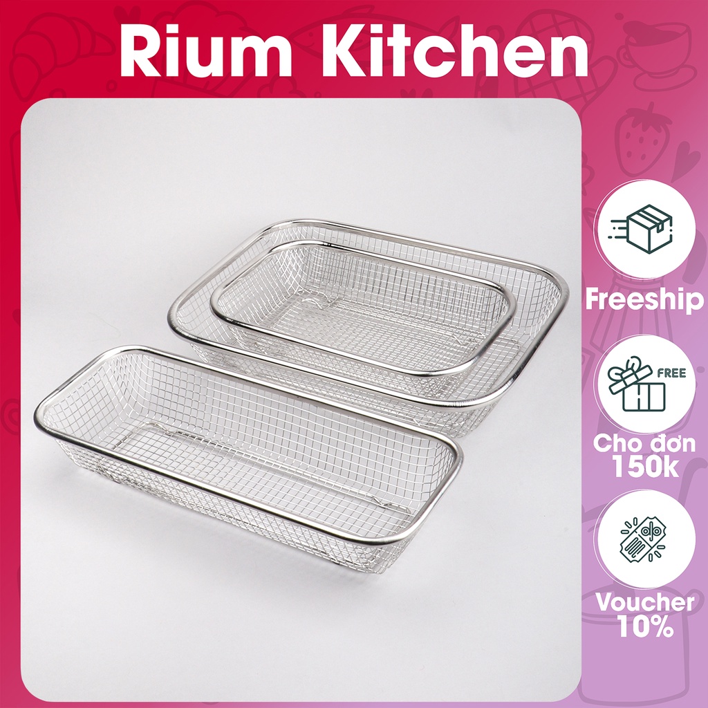 Rổ lưới đựng thức ăn chiên inox 304 sáng bóng cao cấp RLC01 - Gia dụng bếp