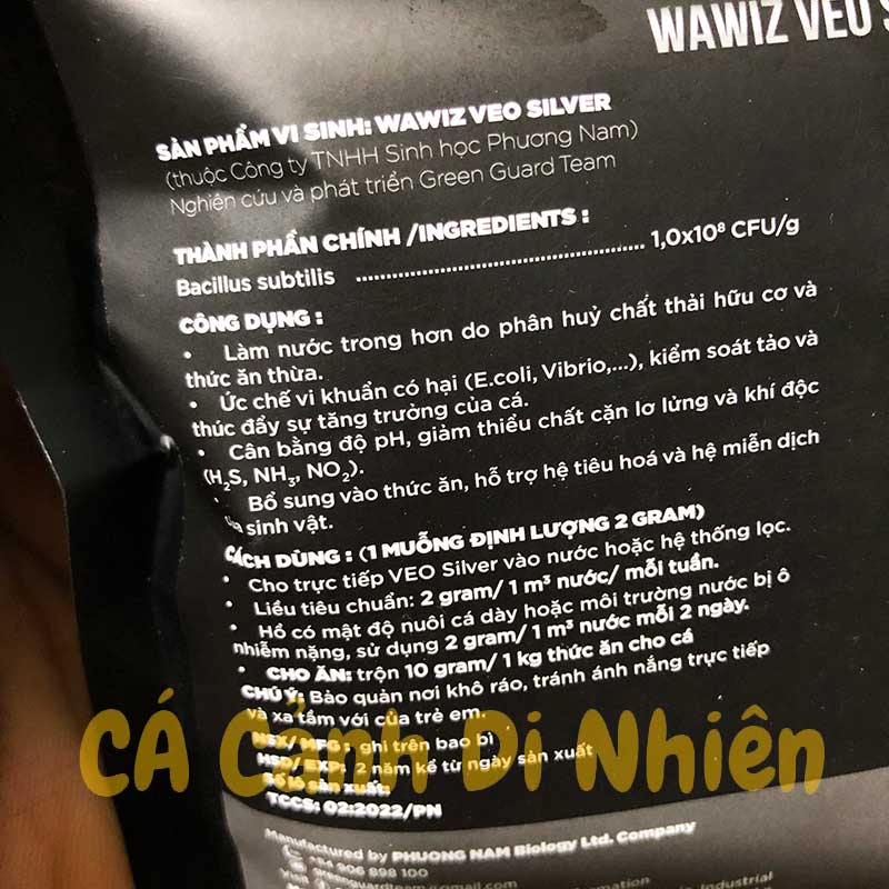 Men vi sinh WAWIZ - VEO SILVER xử lý nước cho hồ cá HỦ 150 gram