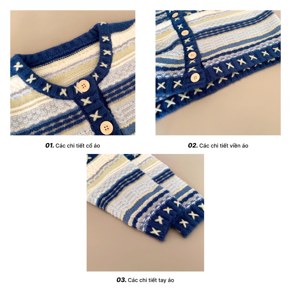 Áo khoác cardigan len nữ from rộng hoạ tiết Boho dễ thương chất len dày mềm mịn không chảy kiểu dáng Hàn Quốc Freesize | BigBuy360 - bigbuy360.vn