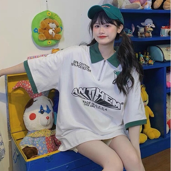 Áo Thun Polo Form Rộng Tay Lỡ Unisex Nam Nữ ANTHEM Siêu Chất Camshop