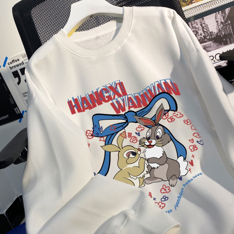 NRVP Áo Thun Nữ Dài Tay Dáng Rộng In Hình Phong Cách Hàn Quốc Mới