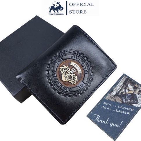 Ví nam da bò thật cao cấp,Ví da nam bóp nam nhỏ gọn mini thời trang mác đồng xịn [có hộp thích hợp làm quà tặng]