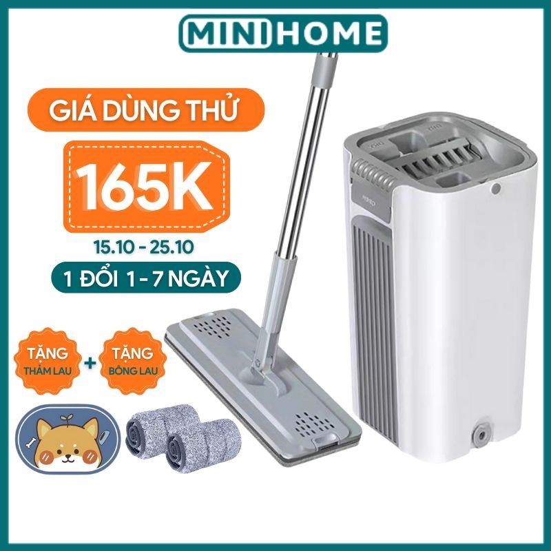 Bộ Cây Lau Nhà Thông Minh Tự Vắt HX-1, Chổi Lau Nhà Xoay 360 Độ, Tách Chiết Nước Bẩn Hiện Đại