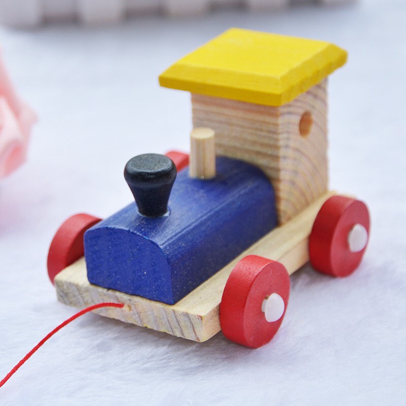 Đồ chơi Tàu chở khối 3 toa bằng gỗ thông tự nhiên