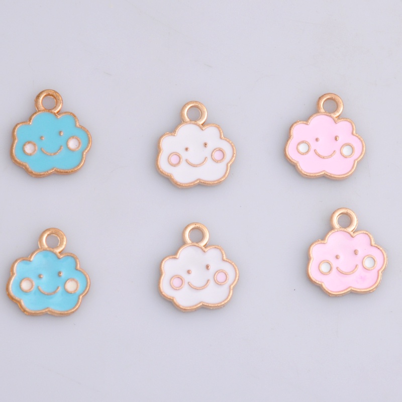 Bộ 4 Mặt Vòng cổ Hình Đám Mây Mặt Cười Tráng Men Bằng Hợp Kim Dùng Làm Trang Sức DIY