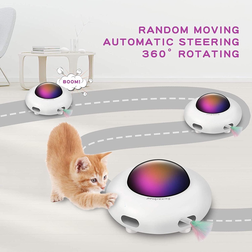 Đồ Chơi Đĩa Bay UFO Thông Minh Tương Tác Với Mèo - Smart Toy For Cat Sạc USB
