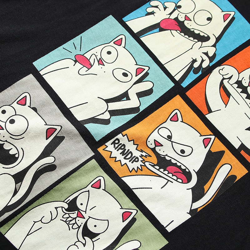 Áo Thun Cặp Tay Ngắn In Hình Mèo RIPNDIP Giá Rẻ Và Chữ FRUSTRATION Be a Grimace Hoạt Hình Dành Cho Nam Nữ