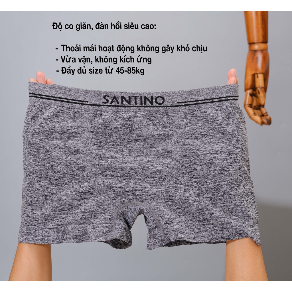 Combo 3 Quần Lót Nam Boxer Hoạ Tiết Chất Liệu Co Giãn Kháng Khuẩn Cao Cấp Santino S921