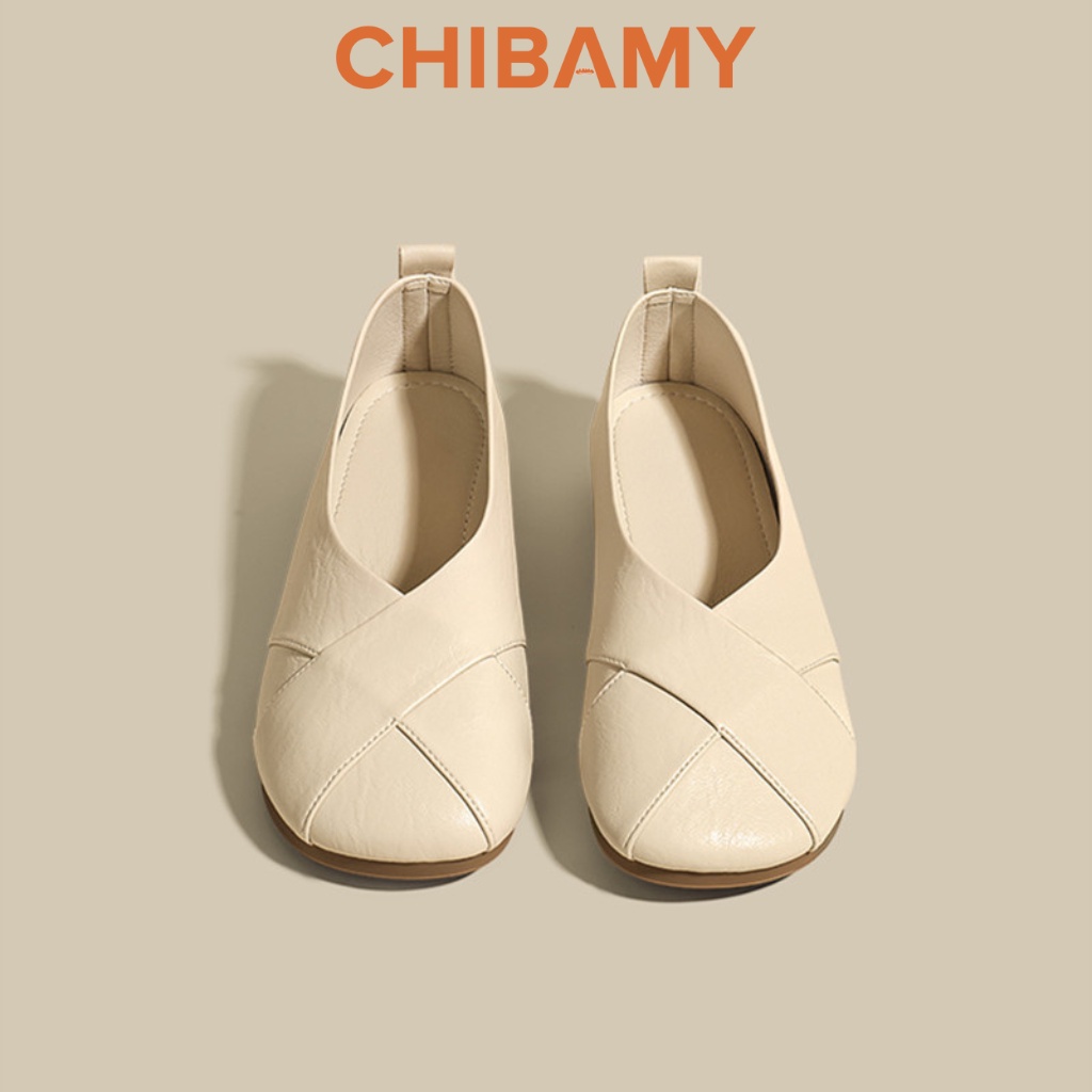 Giày búp bê Ba Lê nữ đế bệt dẻo, mũi tròn chất da mềm CHIBAMY