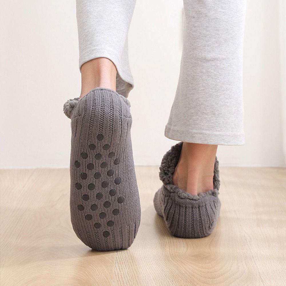 FALLFORBEAUTY Vớ Cotton Dày Chống Trượt Giữ Ấm Màu Sắc Đơn Giản Dành Cho Nam Và Nữ