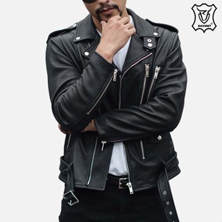 Áo Da Nam Xịn Biker DAVINET Am22-07, Da Thật, Siêu Bền, Hàng Hiệu, Chính Hãng, Bảo Hành 5 Năm