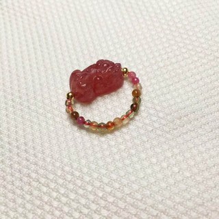 Nhẫn Đá pixiu Dâu Tự Nhiên