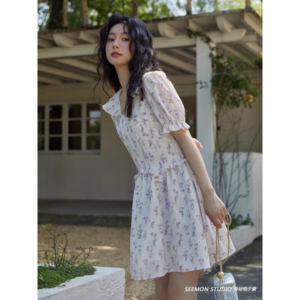 Đầm hoa tím thiết kế seemon