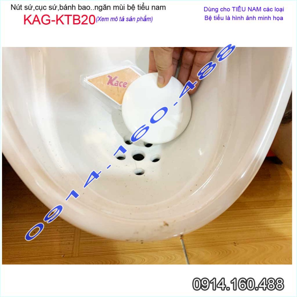 Nút sứ bánh bao ngăn mùi chống hôi bồn tiểu nam KAG -KTB20, Nút chặn sứ chống hôi cho 90% bệ tiểu nam Việt Nam