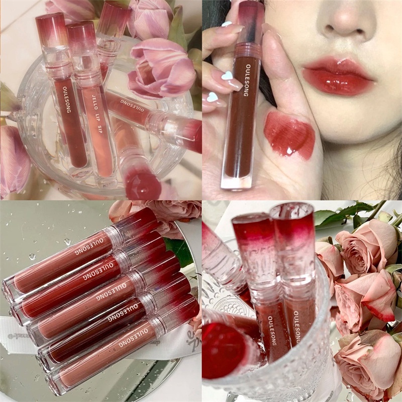 Son Bóng Oulesong Màu Nude Nhạt Mềm Mượt Nuôi Dưỡng Môi Chống Thấm Nước S003