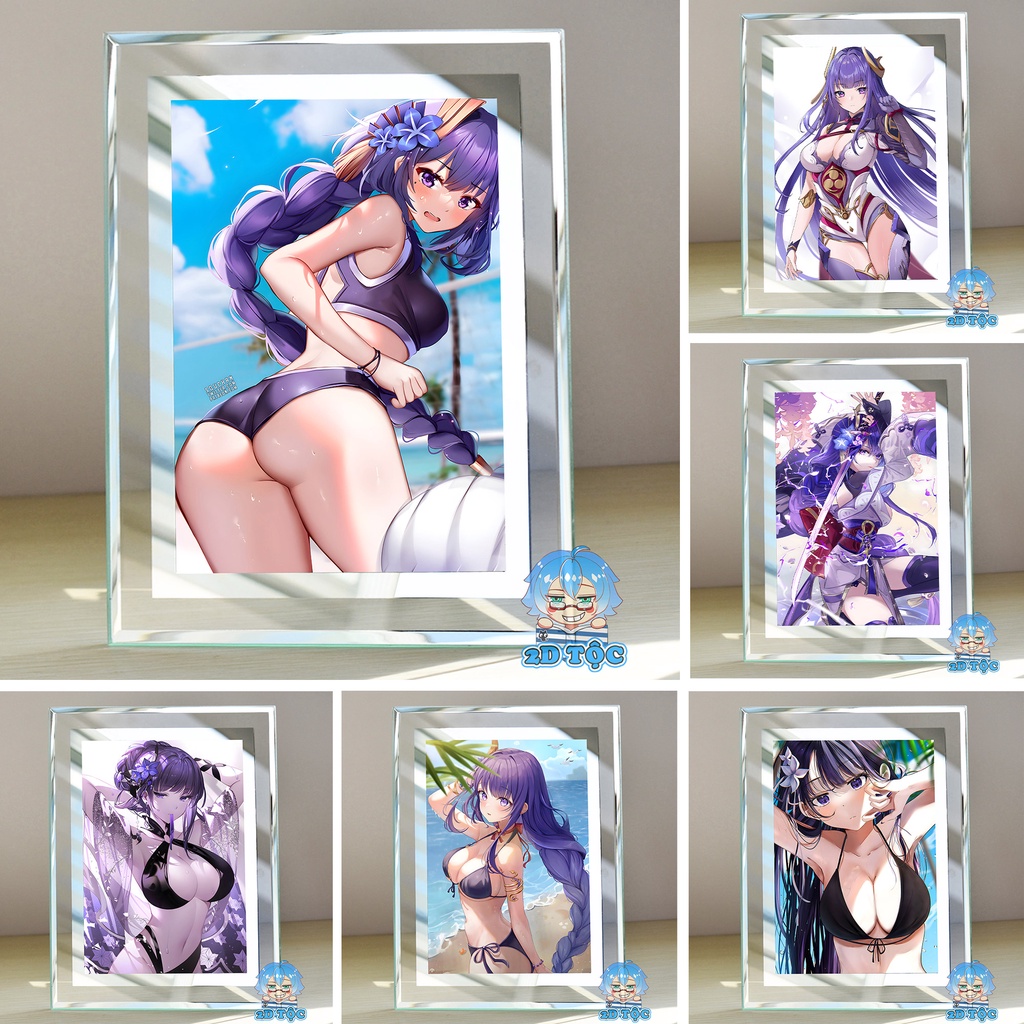 Khung ảnh kính Raiden Shogun (8) Game Genshin Impact kích thước A4 A5 13x18 by 2D Tộc Shop