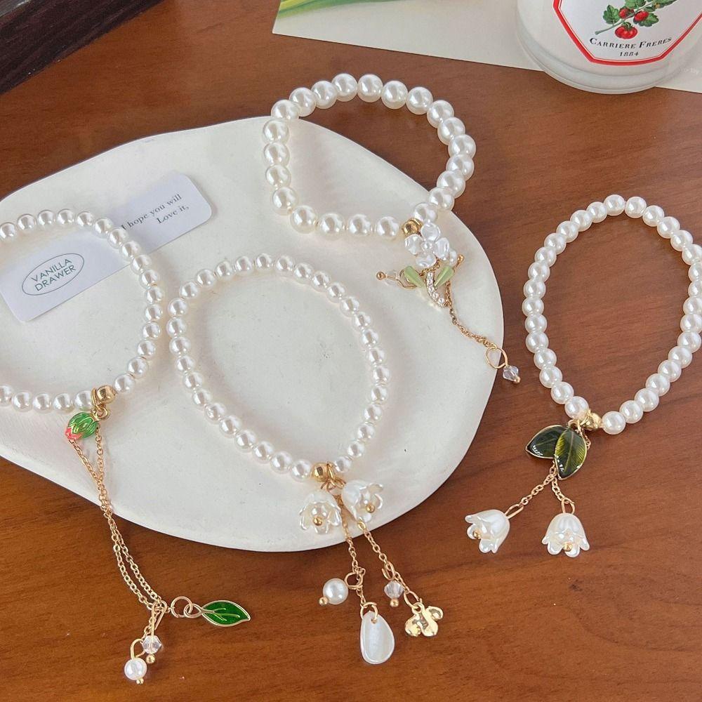 Dây Buộc Tóc Co Giãn Hình Hoa Tulip / Lá Tua Rua Phong Cách Cổ Điển Thời Trang Cho Nữ