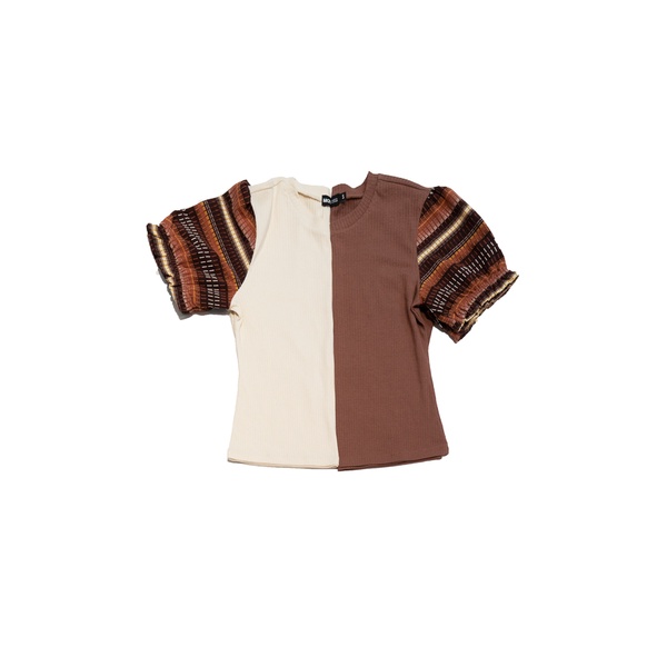 Áo croptop Maybi ôm thun phối bo sọc