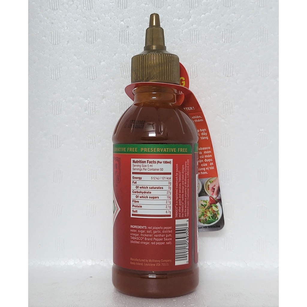 [Chai 300g] TƯƠNG ỚT SRIRACHA TỪ ỚT JALAPENO [USA] TABASCO Sriracha Chilli Sauce (anm)