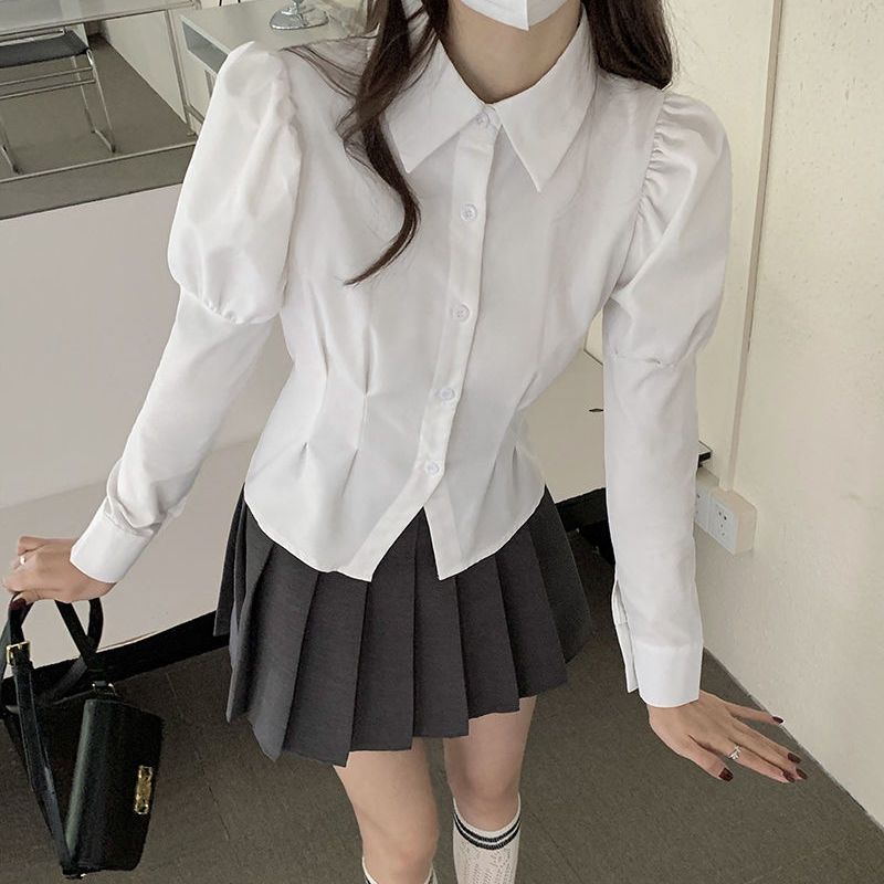 Áo Sơ Mi Tay Dài Dáng Ngắn Ôm Eo Kiểu Pháp Thời Trang 2022 Cho Nữ
